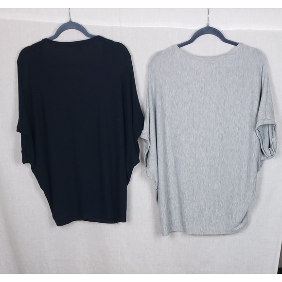 Michael Stars Womens Dolman Sleeve Scoop Neck Top Bundle Black Grey L Casual - Picture 2 of 16